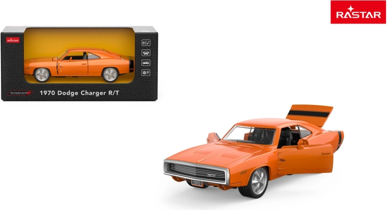 Metallist mänguauto Rastar 1970 Dodge Charger R/T 1:36 oranž - 1 tk