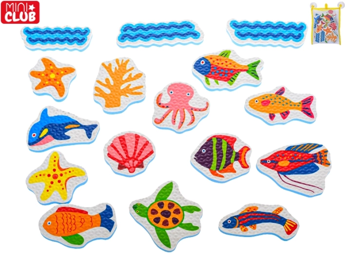 Foam bath stickers with sea animals, 16 pcs