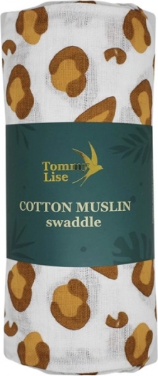 Tommy Lise puuvillane musliinmähkimislina valge leopard 120 × 120 cm