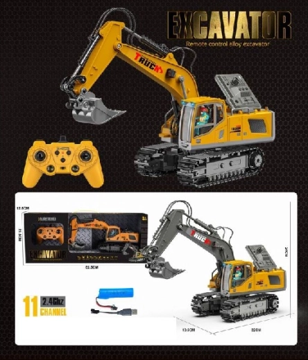 Remote-controlled tracked excavator made of metal and ABS, 11-channel