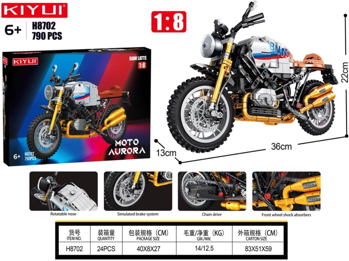 White motorcycle building set – 790 pieces