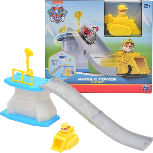 Paw Patrol Mini Tower with Slide and Rubble Vehicle