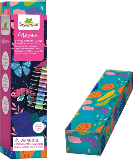 Artissimo metallic markers (10 pcs) with coloring pages