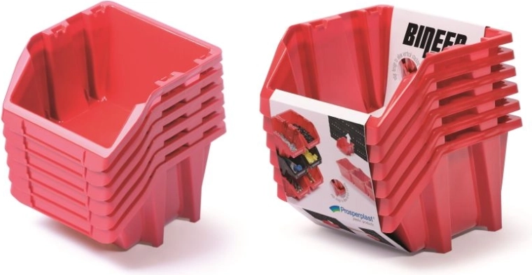 Set of Bineer Short storage boxes, 6 pcs, red