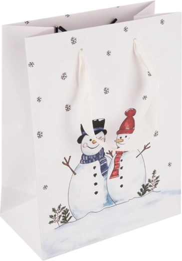 Paper gift bag with snowman design 14 × 7 × 18 cm
