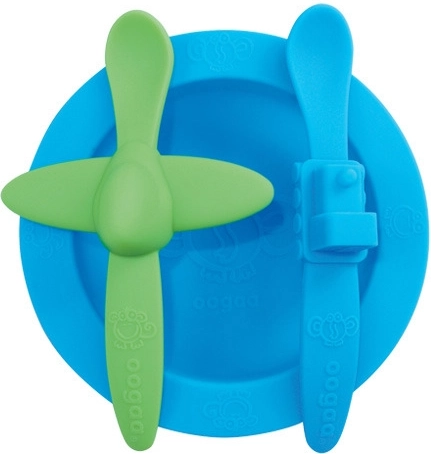 Oogaa children's silicone tableware set, blue