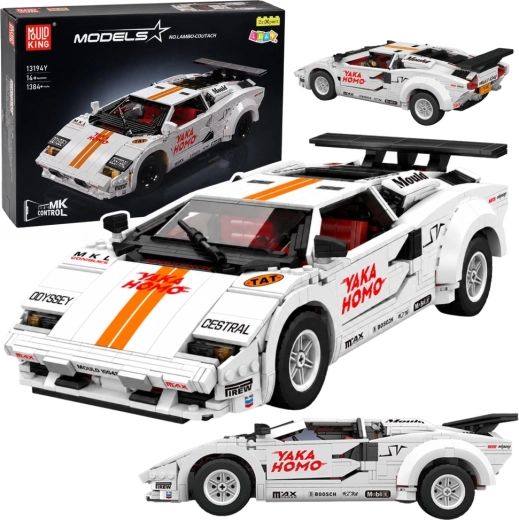 Kaugjuhtimisega sportauto konstruktoriklotsidest RC valge 1384 detaili