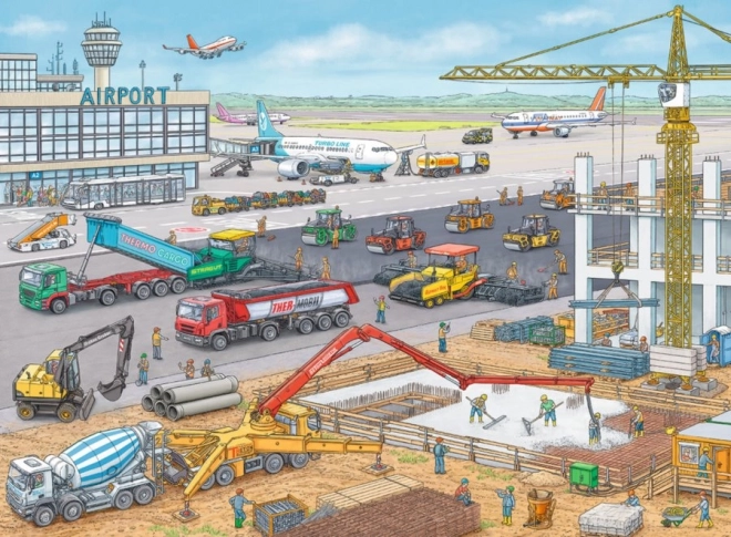 RAVENSBURGER laste pusle lennujaama ehitusplats, 100 tükki XXL