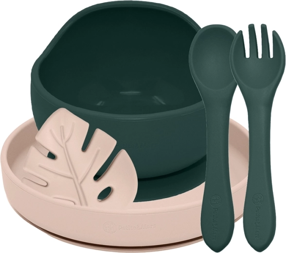 Petite&Mars silikoonist söögikomplekt Take&Match misty green / desert sand 6k+ (4 tk)