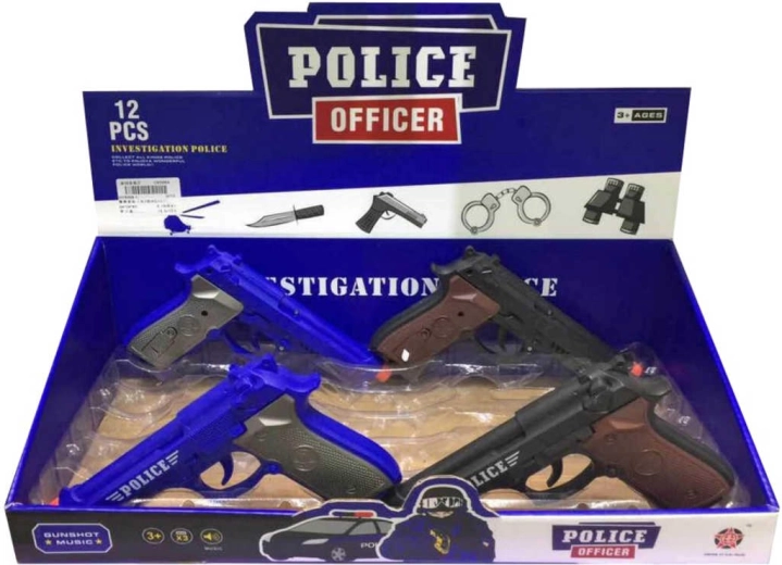 Plastic police revolver with sound 20 cm, battery-operated - 1 piece
