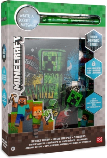 Minecrafti salapäevik võluva UV-pliiatsi ja kleepsudega