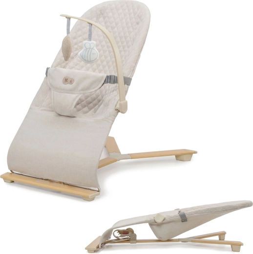 Kinderkraft lamamistool ja kiik MIMI beige wood kuni 9 kg