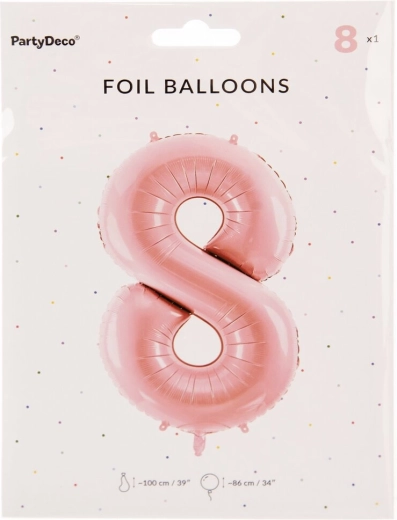 Roosa fooliumõhupall number 8, 86 cm