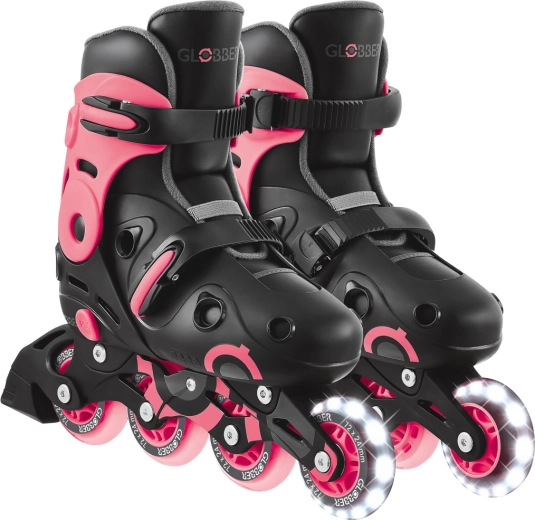 Laste rulluisud Go Skates Lights helendava esirattaga must-roosad (EU 34–37)