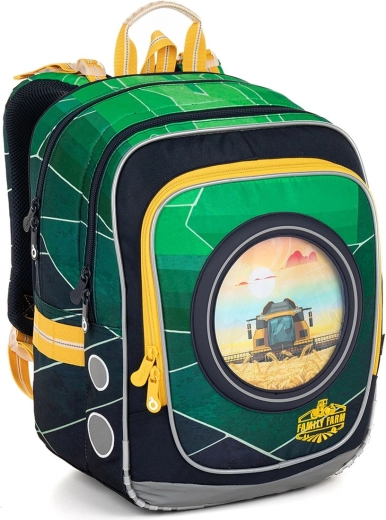Topgal lightweight school backpack with farm machinery