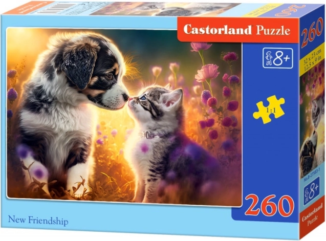 Puzzle 260 pieces – kitten and puppy: a new friendship