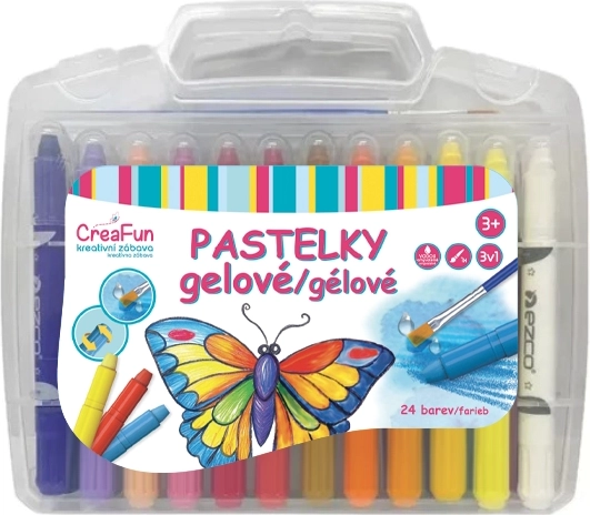 CreaFun 3-in-1 Washable Gel Crayons, Set of 24 with Brush