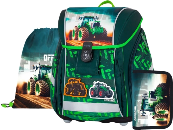 3-osaline koolikomplekt Premium Light traktorimotiiviga OXYBAG