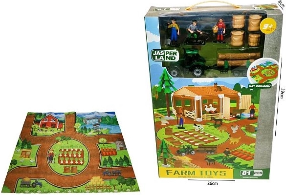 Farm set with barn building and play mat