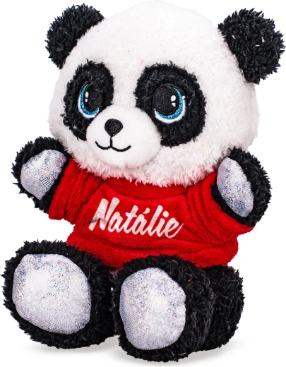 Plüüsist panda trükitud T-särgiga 17 cm (istuv)
