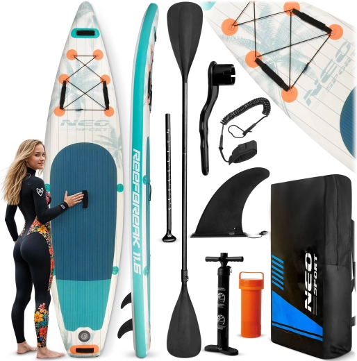 Neo-Sport täispuhutav paddleboard SUP Reefbreak 11’6 (350 × 81 × 15 cm) – komplekt koos tarvikutega