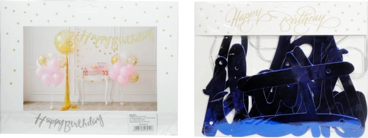 Paper Garland Happy Birthday – transparent, single-sided