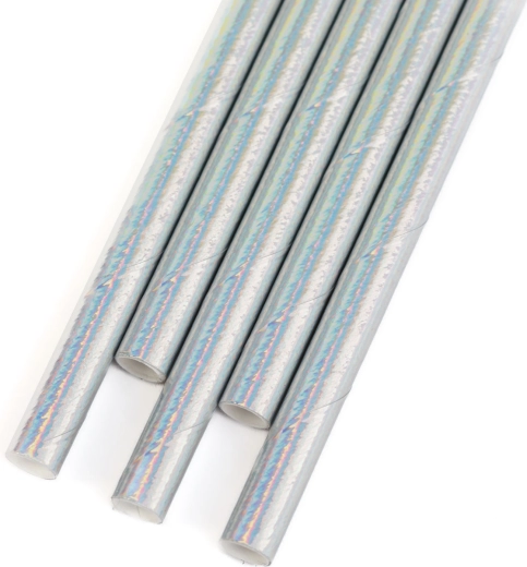Iridescent rainbow paper straws 197 × 6 mm, 25 pcs