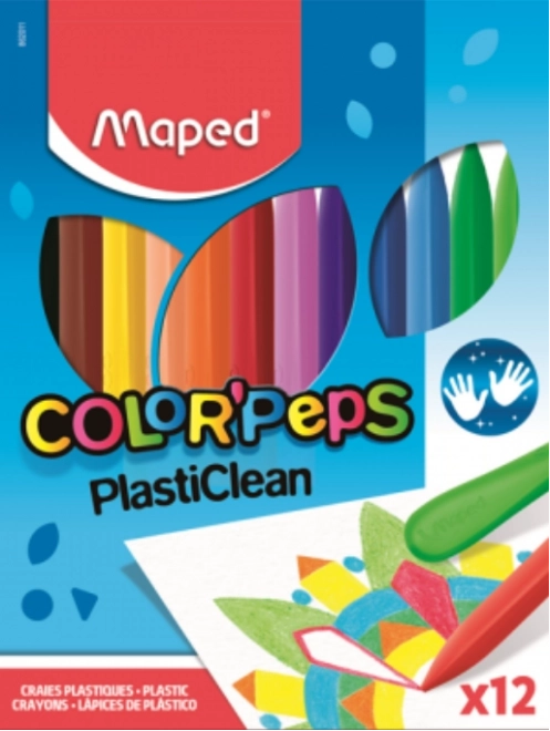Kolmnurksed plastpastellpliiatsid MAPED Color'Peps PlastiClean, 12 tk