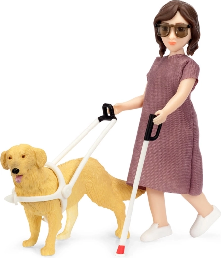 Lundby blind doll set with guide dog for dollhouse
