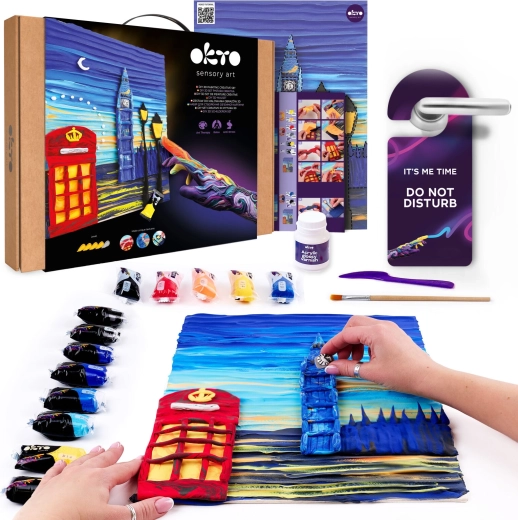 OKTO art set for modeling paste painting London city 30 × 40 cm