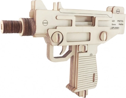 Wooden 3D Puzzle UZI Gun