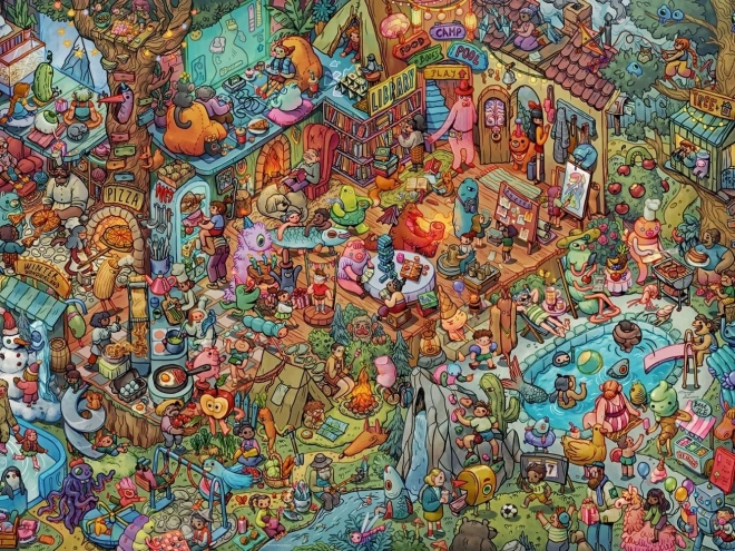 Puzzle HEYE 1500 tükki – lõbu sõpradega, Tiurina (pusle + plakat)