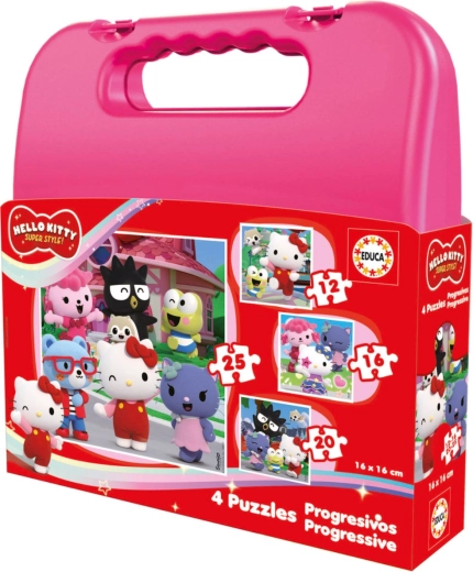 Educa progressiivne pusle kohvris Hello Kitty 4-in-1 (12–25 tükki)
