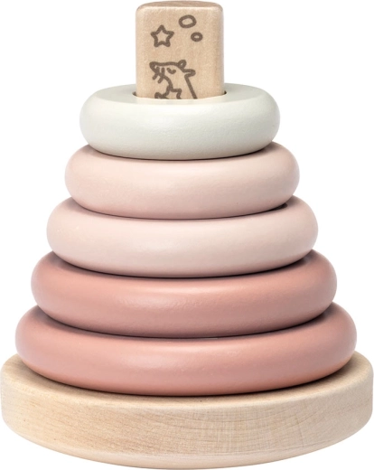 Micki wooden stacking pyramid with pink rings