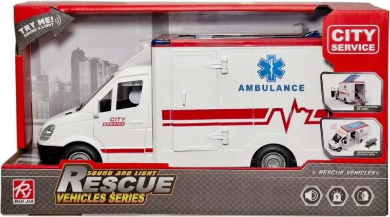 Children’s rescue ambulance with lights and sound - 1 piece