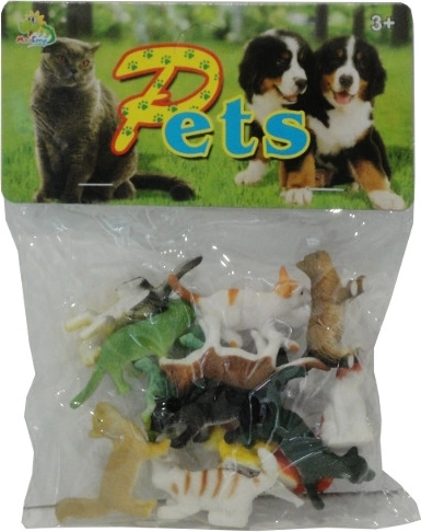 Set of Plastic Cats in a Bag, 12 Pieces