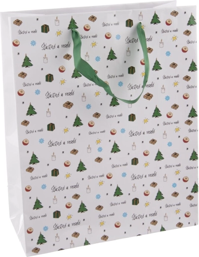 Gift paper bag “Happy and Merry” 26 × 12 × 32 cm
