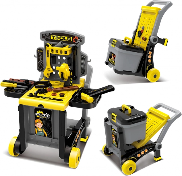 3-ühes laste tööriistadega kokkuvolditav töökoja komplekt