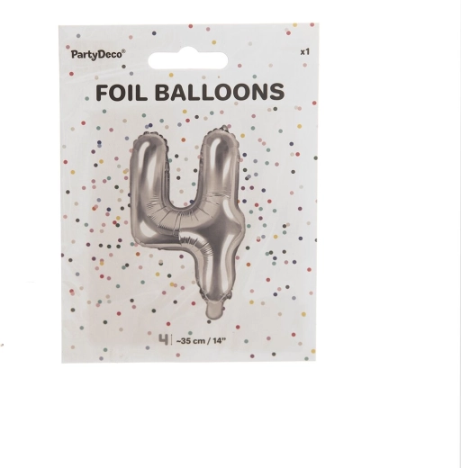 Hõbedane fooliumõhupall number 4, 35 cm