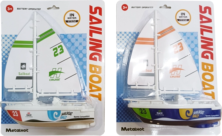 Wooden sailboat 21 cm – decoration and toy in 2 designs