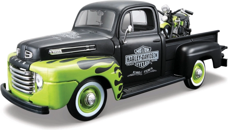Maisto Harley-Davidson Custom 1948 Ford F-1 Pickup with 1948 FL Panhead Motorcycle 1:24