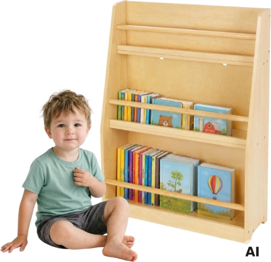 Children’s wooden bookcase TOOKY TOY with 3 shelves