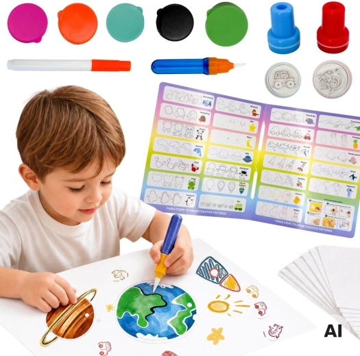 Woopie Magic Brush – creative drawing set with stamps for children 3+ - 1 piece
