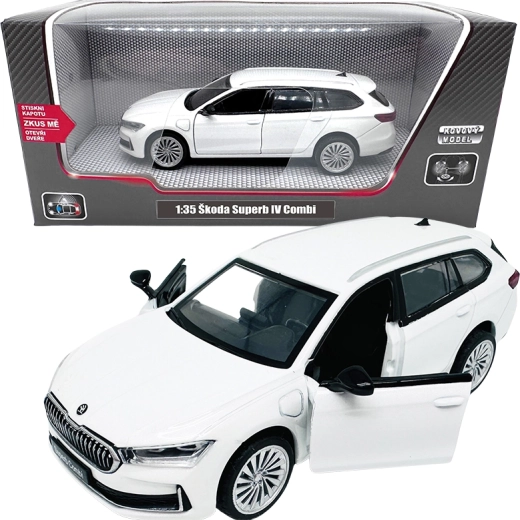 Metallist mudel Škoda Superb IV Combi 1:35 valge