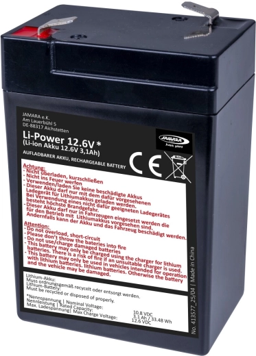 JAMARA Li-Power 12,6 asendusliitiumioonaku laste elektrisõidukitele