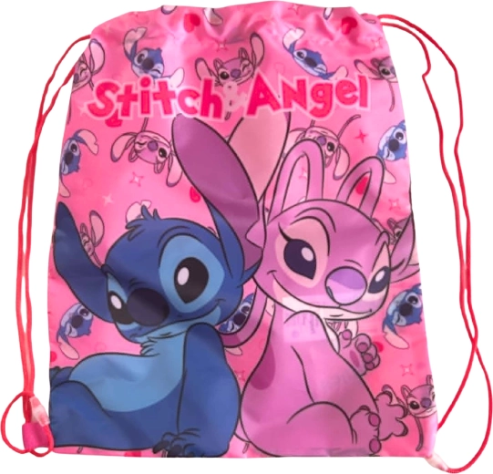 Children's drawstring backpack Lilo & Stitch pink 40 × 35 cm