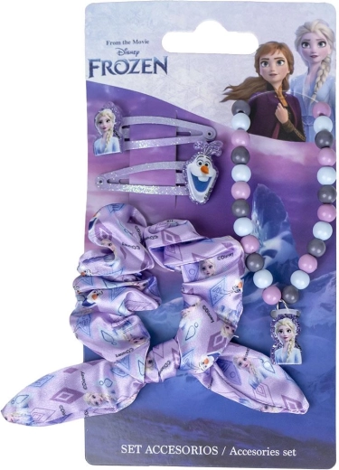 Disney Frozen (Lumekuningriik) laste aksessuaaride komplekt – juukseklambrid, juuksekumm ja kaelakee