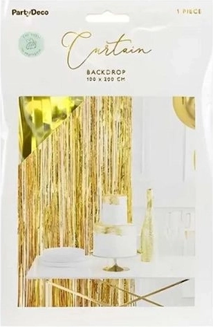 Gold party tinsel hanging decoration 100 × 200 cm