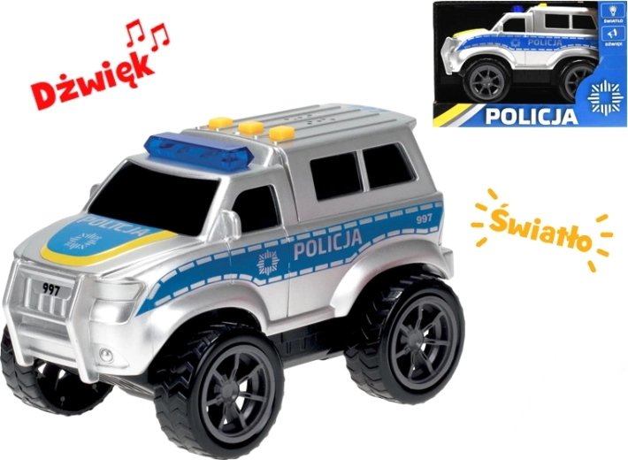Police car with Polish design with flywheel and light and sound effects 18 cm