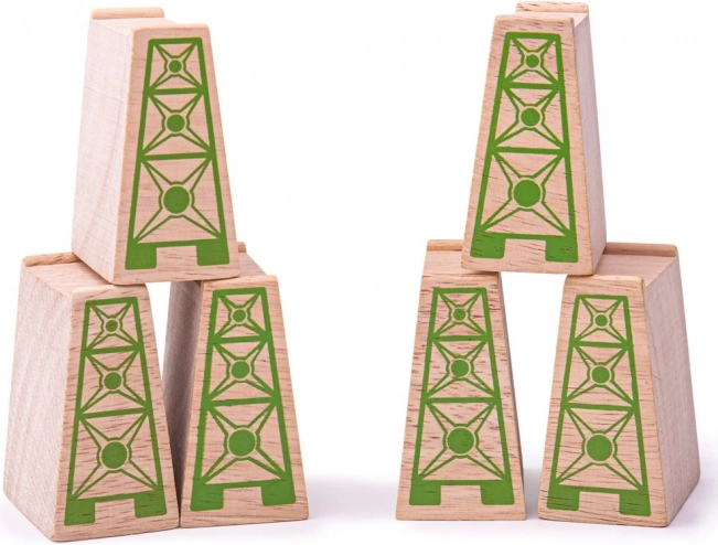 Puidust sillapostid rongirajale 6 tk BIGJIGS RAIL